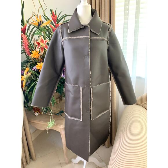 Anthropologie Kerry Reversible Faux Fur Coat in Brownish Grey - Picture 4 of 16